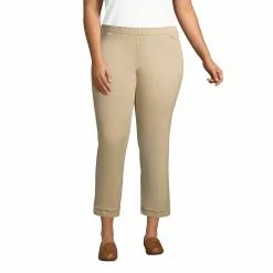 Lands' End Women's Plus Size Mid Rise Pull On Knockabout Chino Crop Pants