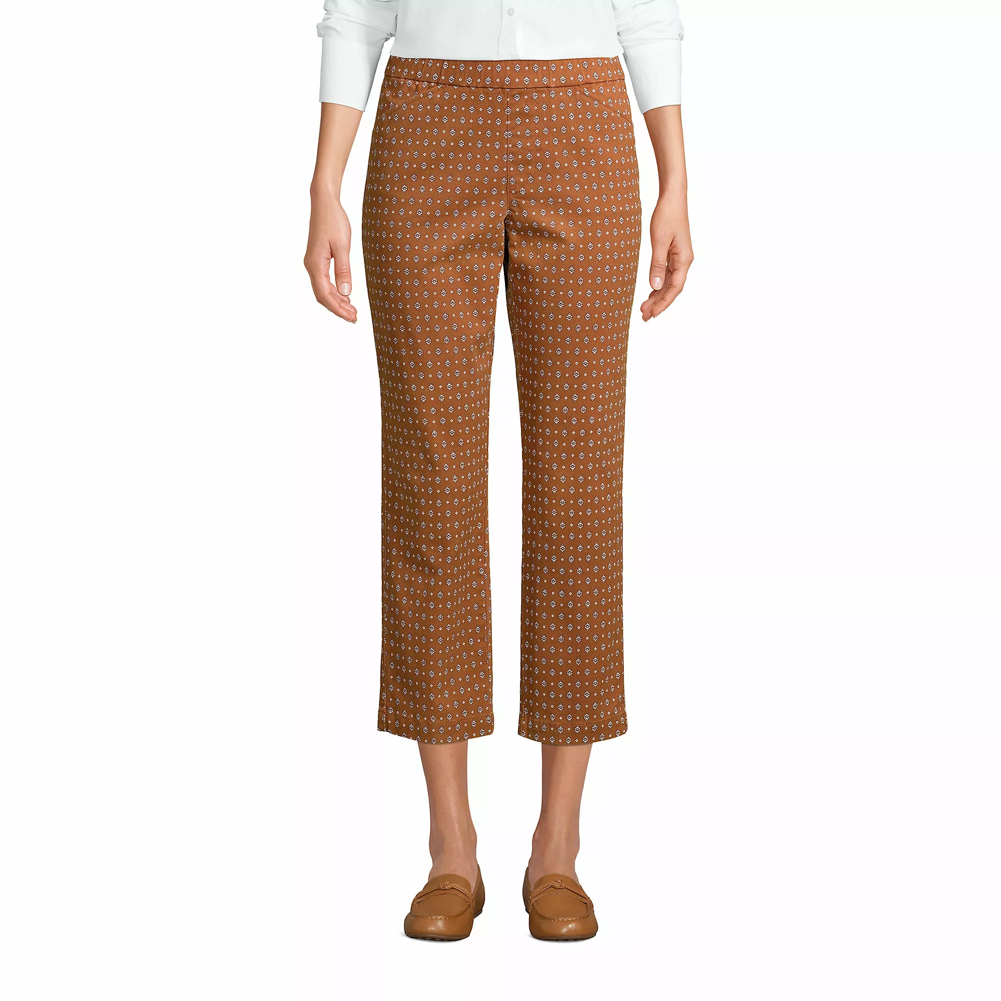 Lands' End Women's Mid Rise Pull On Chino Crop Pants