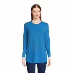 Lands' End Women's Moisture Wicking UPF 50 Sun Long Sleeve Curved Hem Tunic Top