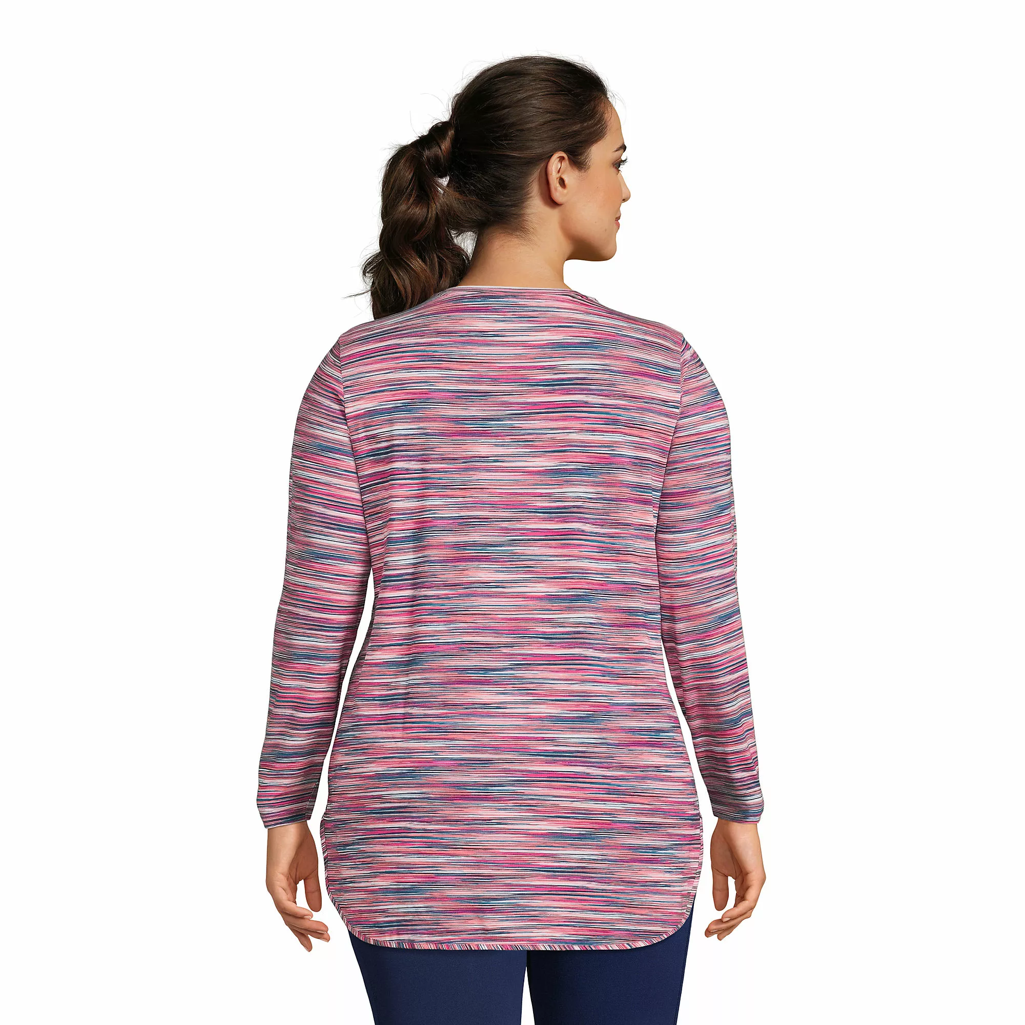 Lands' End Women's Plus Size Moisture Wicking UPF 50 Sun Long Sleeve Curved Hem Tunic Top - Image 2