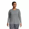 Lands' End Women's Plus Size Moisture Wicking UPF 50 Sun Long Sleeve Curved Hem Tunic Top