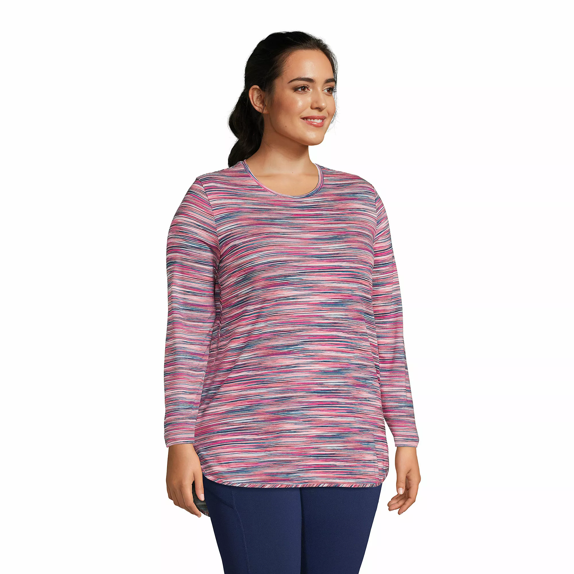 Lands' End Women's Plus Size Moisture Wicking UPF 50 Sun Long Sleeve Curved Hem Tunic Top - Image 3