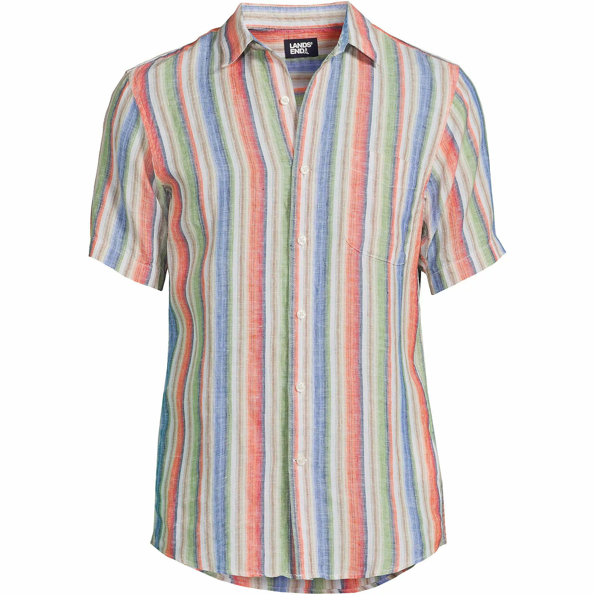Lands' End Men's Big And Tall Traditional Fit Short Sleeve Linen Shirt - Image 4