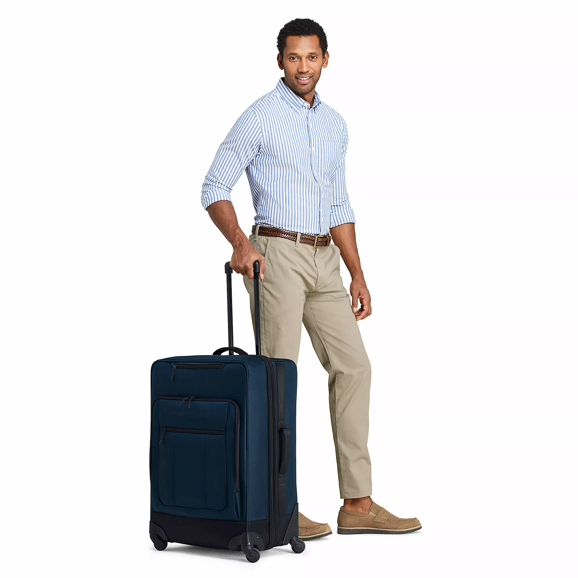 Lands' End Travel Checked Rolling Luggage Bag - Image 6