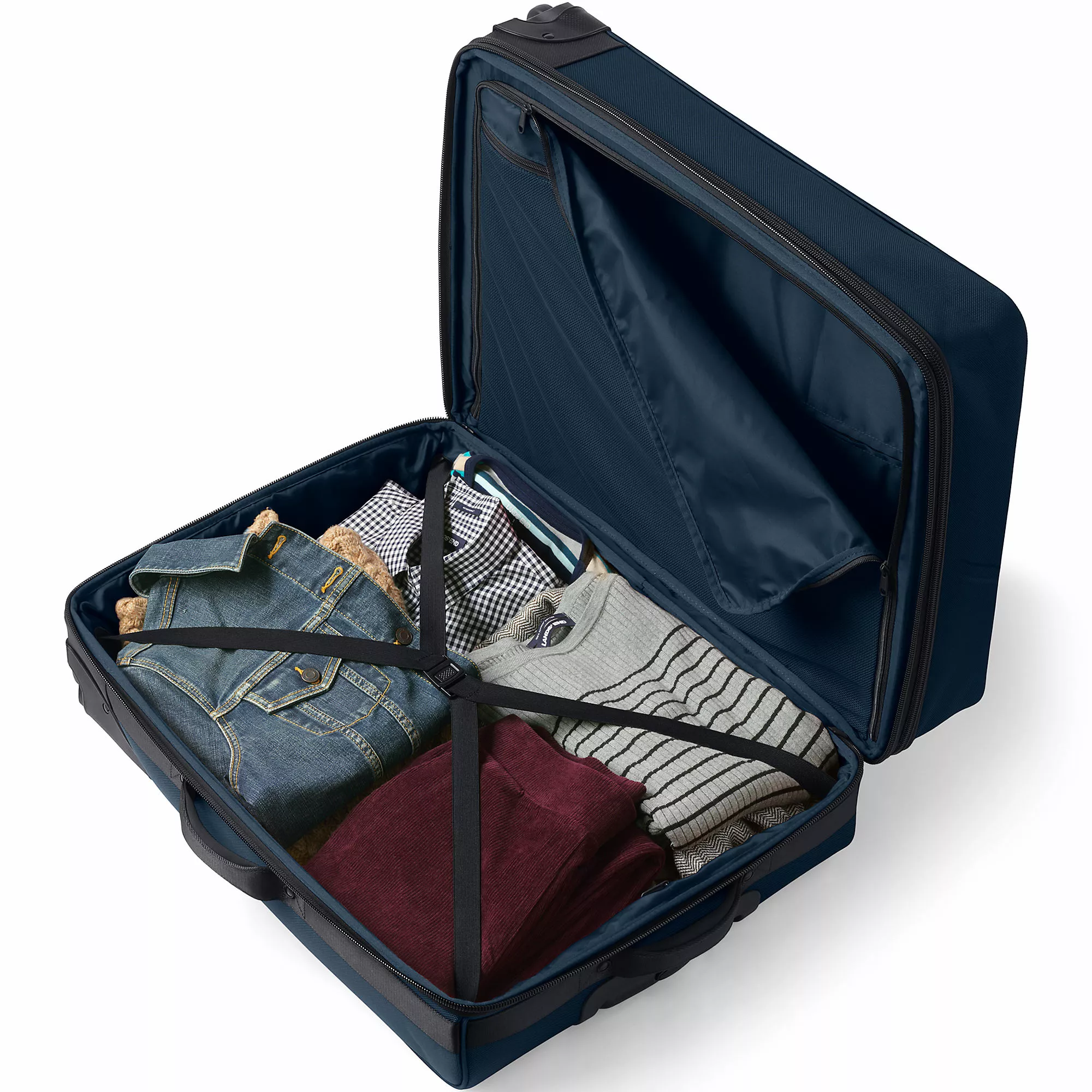 Lands' End Travel Checked Rolling Luggage Bag - Image 3