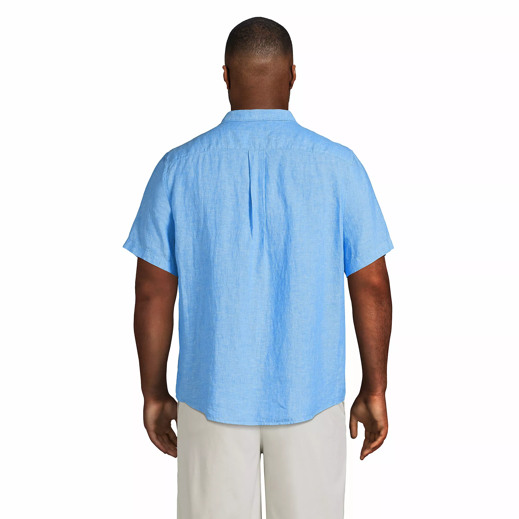 Lands' End Men's Big And Tall Traditional Fit Short Sleeve Linen Shirt - Image 2