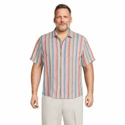 Lands' End Men's Big And Tall Traditional Fit Short Sleeve Linen Shirt