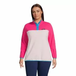 Lands' End Women's Plus Size Heritage Fleece Snap Neck Pullover