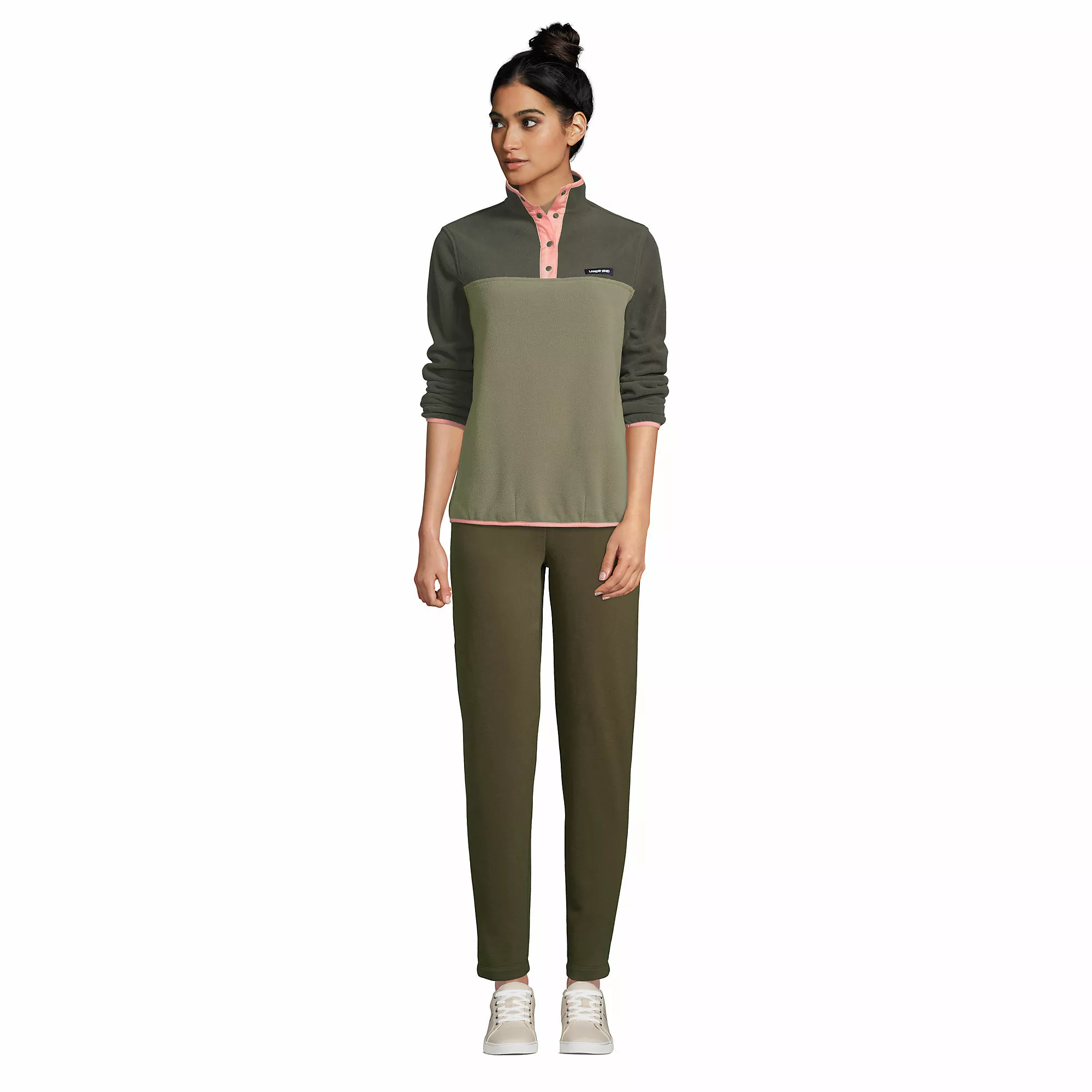 Lands' End Women's Heritage Fleece Snap Neck Pullover - Image 3