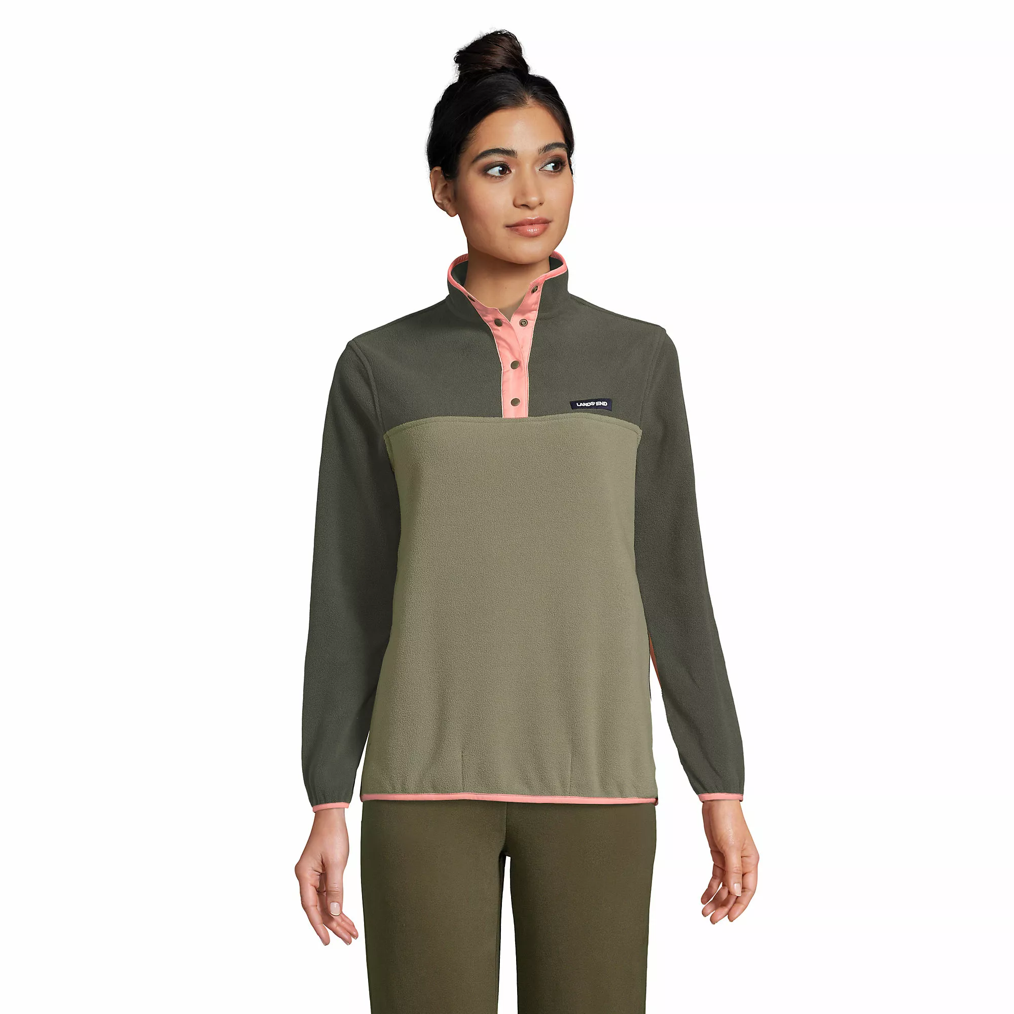 Lands' End Women's Heritage Fleece Snap Neck Pullover