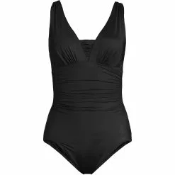 Lands' End Women's Plus Size SlenderSuit Grecian Tummy Control Chlorine Resistant One Piece Swimsuit