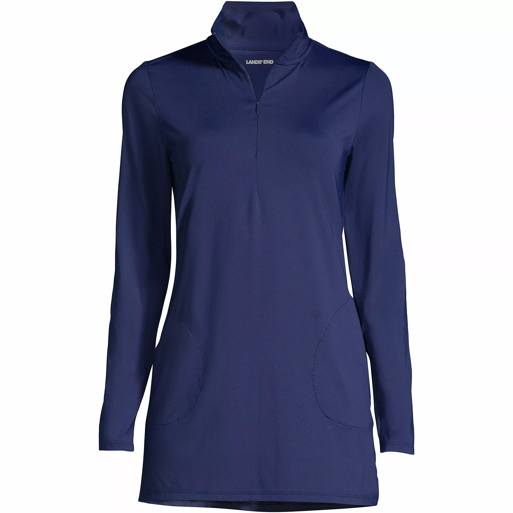 Lands' End Women's Quarter Zip Long Sleeve Tunic Rash Guard Cover-up UPF 50 Sun Protection - Image 2