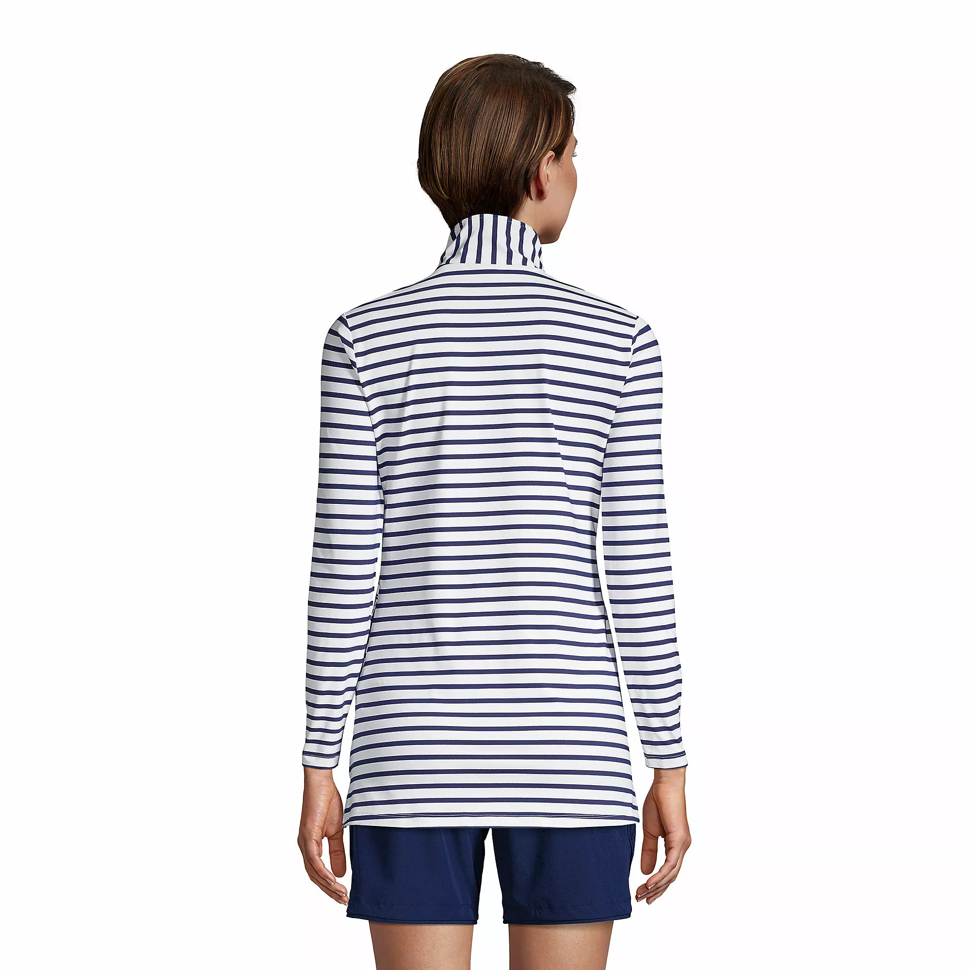 Lands' End Women's Quarter Zip Long Sleeve Tunic Rash Guard Cover-up UPF 50 Sun Protection Print - Image 3