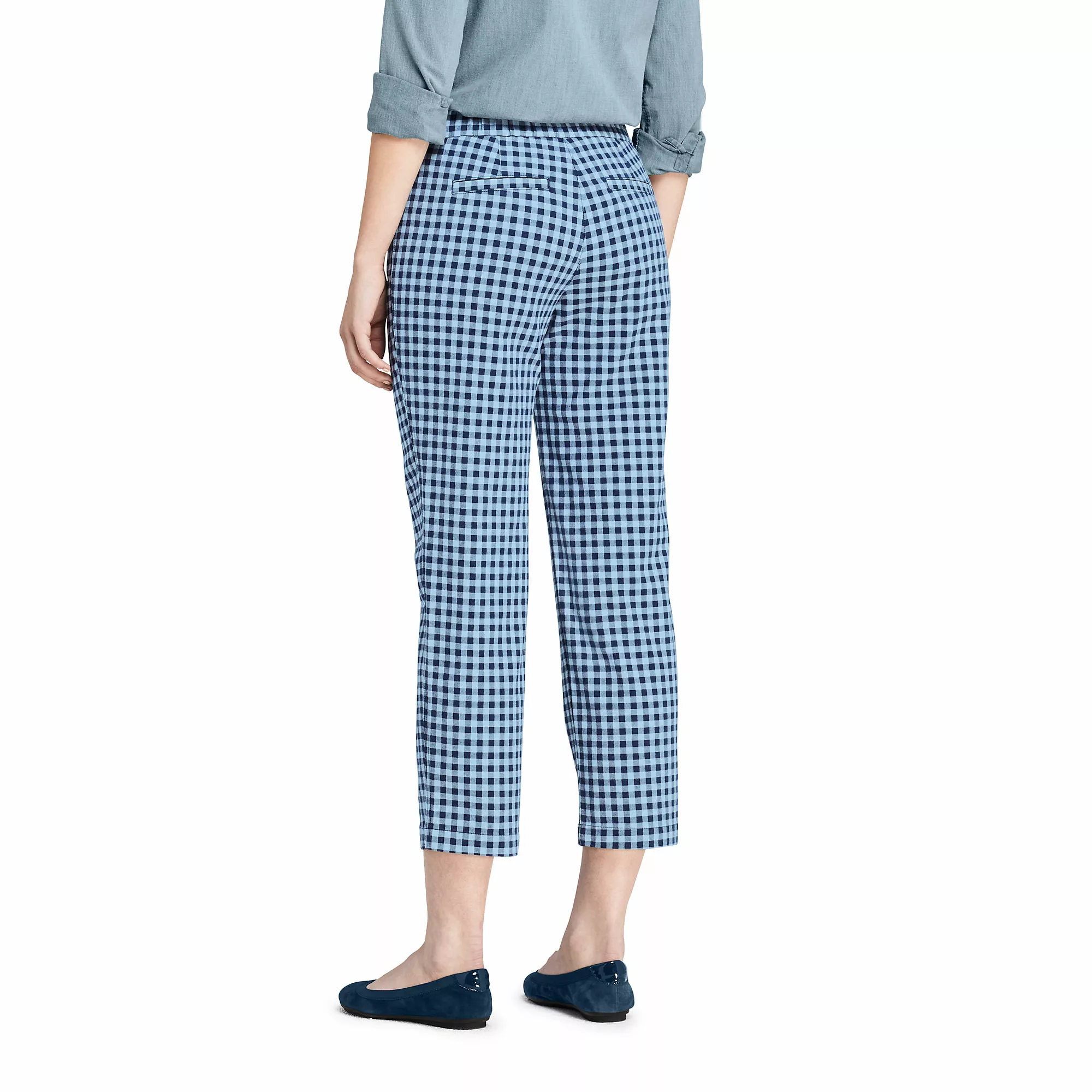 Lands' End Women's Mid Rise Curvy Pull On Chino Crop Pants - Image 2