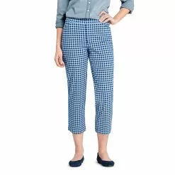 Lands' End Women's Mid Rise Curvy Pull On Chino Crop Pants
