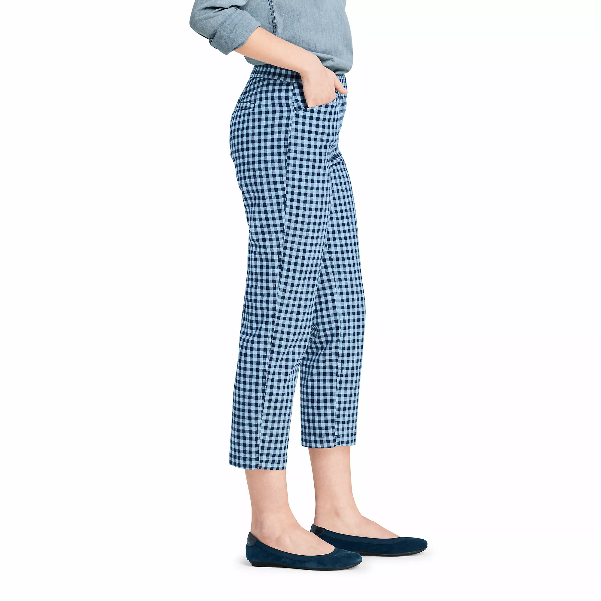 Lands' End Women's Mid Rise Curvy Pull On Chino Crop Pants - Image 3