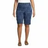 Lands' End Women's Plus Size High Rise Pull On Bermuda Jean Shorts-Indigo