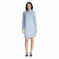 Lands' End Women's Cotton Poplin Button Front Dress
