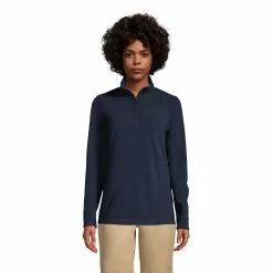 Lands' End Women's Lightweight Fleece Quarter Zip Pullover