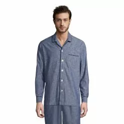 Lands' End Men's Tall Chambray Pajama Shirt
