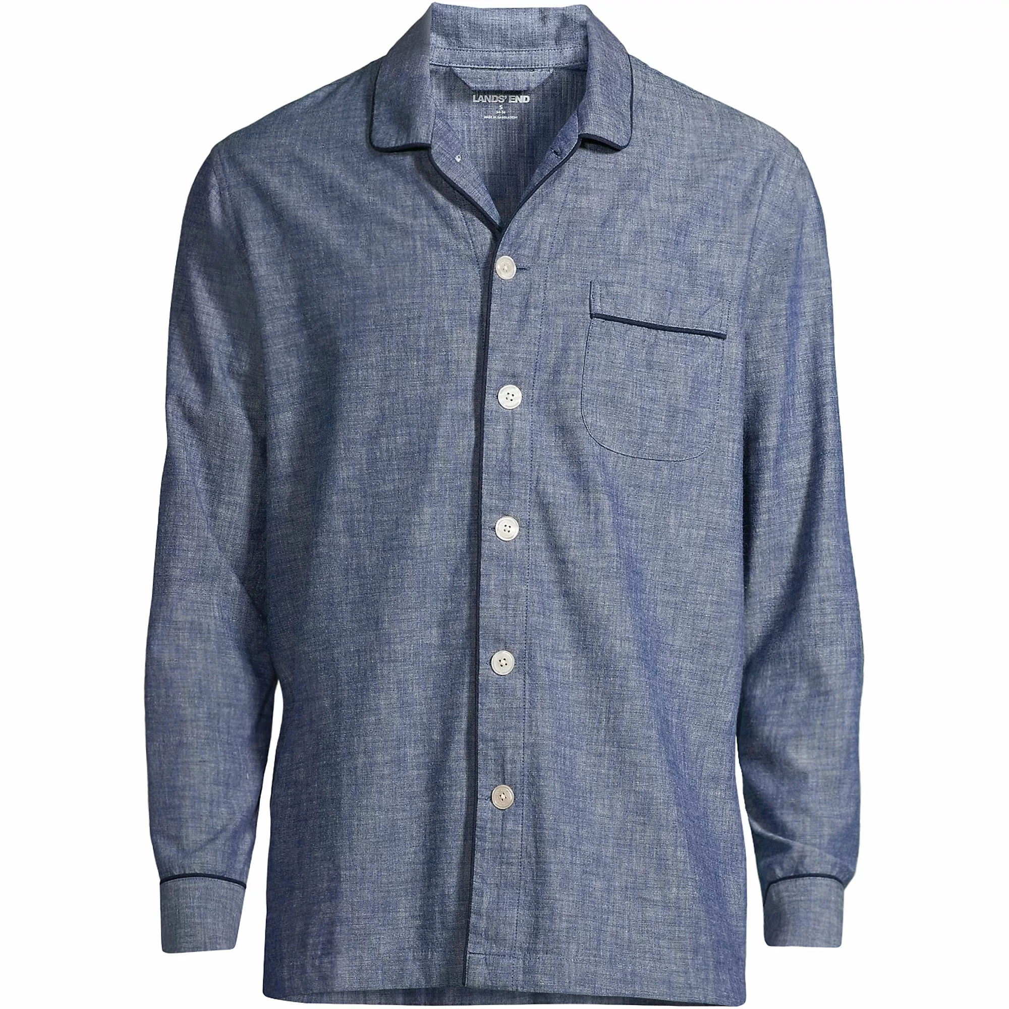Lands' End Men's Tall Chambray Pajama Shirt - Image 5