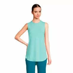 Lands' End Women's Moisture Wicking UPF Sun Crewneck Tunic Tank Top