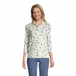 Lands' End Women's Supima Cotton 3/4 Sleeve Polo Shirt
