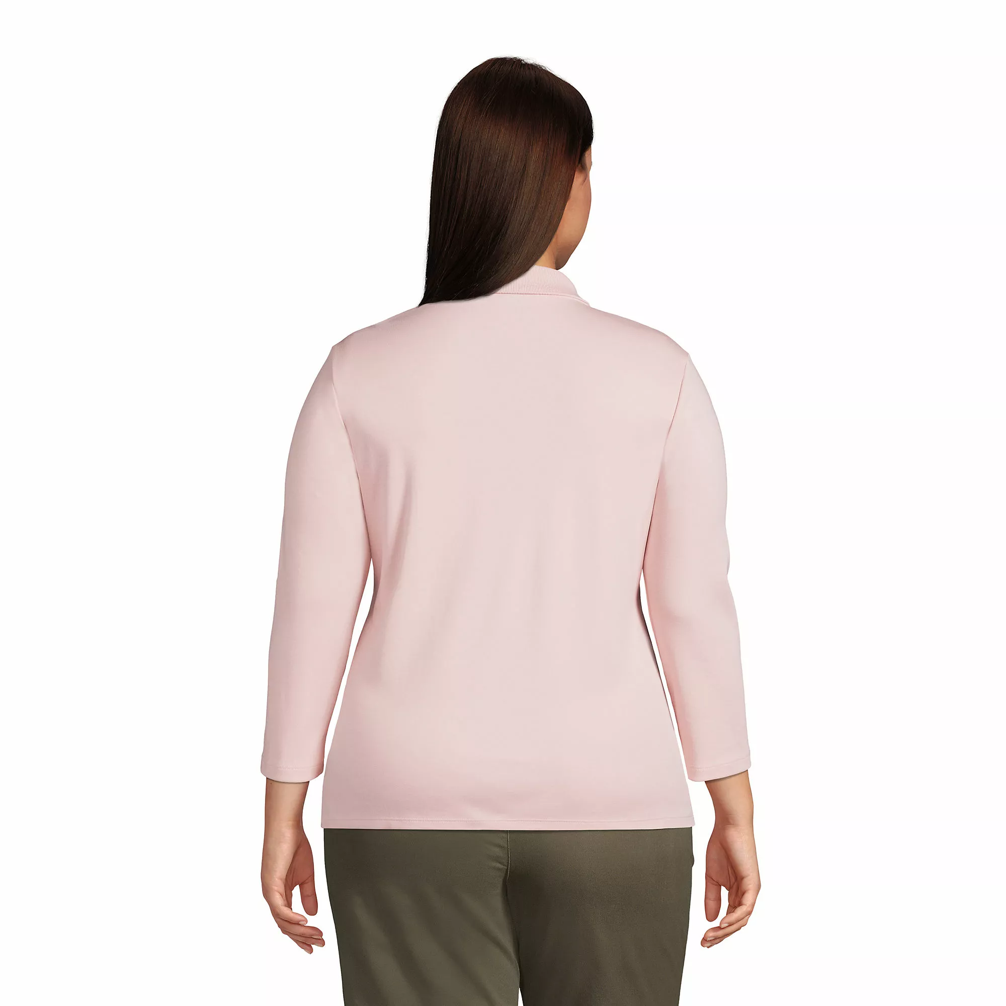 Lands' End Women's Plus Size Supima Cotton 3/4 Sleeve Polo Shirt - Image 2