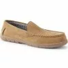 Lands' End Men's Suede Leather Flannel Lined Moccasin Slippers