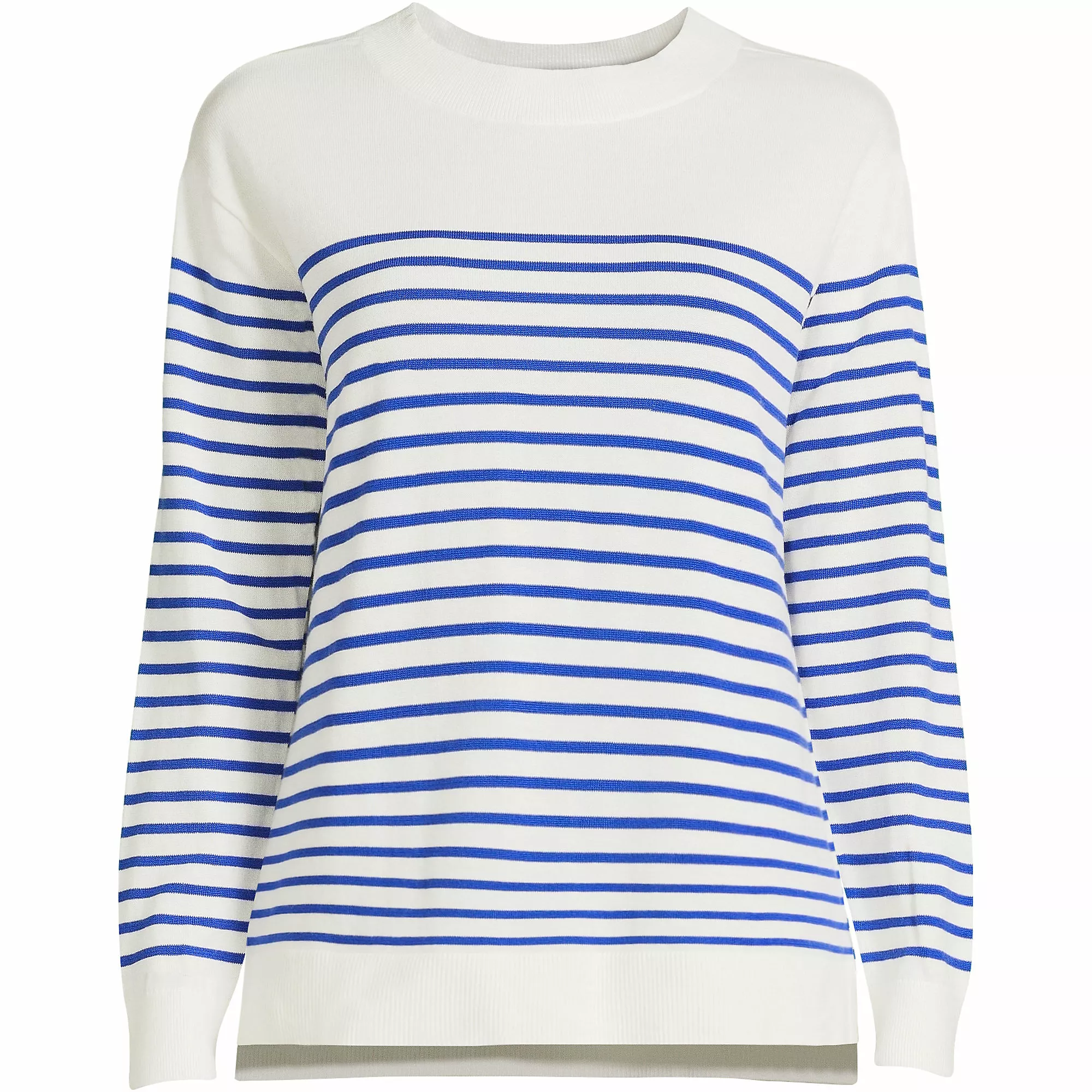 Lands' End Women's Fine Gauge Cotton Crewneck Sweater - Founders Stripe - Image 5