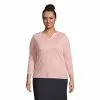 Lands' End Women's Plus Size Supima Micro Modal 3/4 Sleeve Notch Neck Top