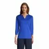 Lands' End Women's Supima Micro Modal Three Quarter Sleeve Notch Neck Top