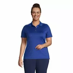 Lands' End Women's Big Rapid Dry Tonal Stripe Polo Shirt