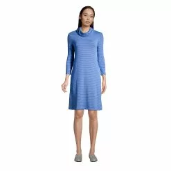 Lands' End Women's Super Soft 3/4 Sleeve Cowl Neck Dress