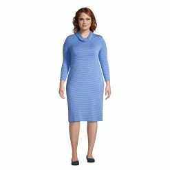 Lands' End Women's Plus Size Super Soft 3/4 Sleeve Cowl Neck Dress