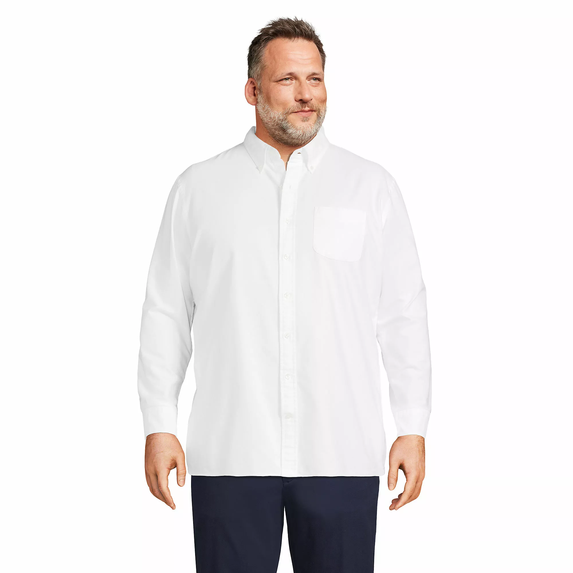 Lands' End Men's Big And Tall Traditional Fit Sail Rigger Oxford Shirt