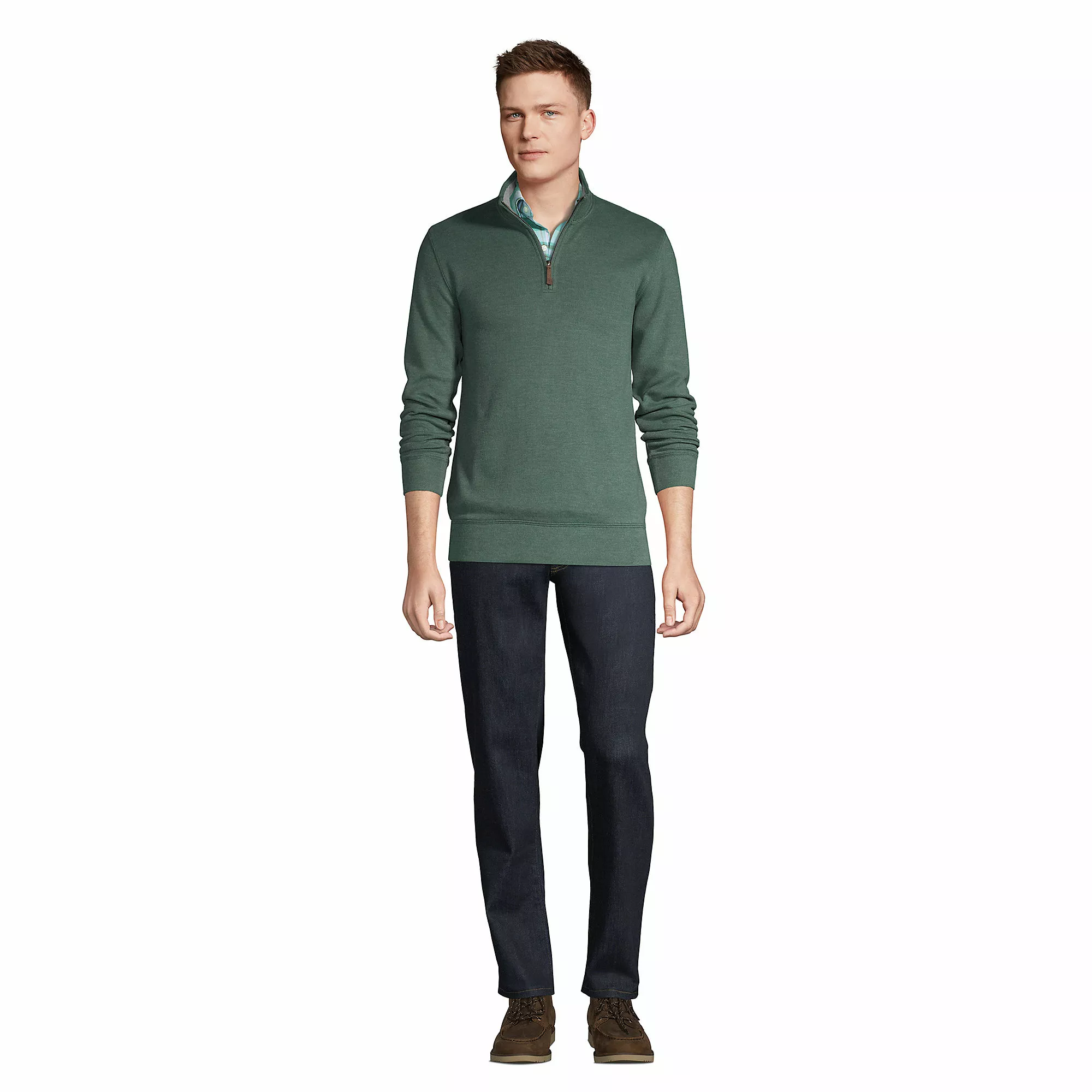 Lands' End Men's Bedford Rib Heather Quarter Zip Sweater - Image 4