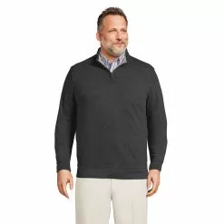 Lands' End Men's Big And Tall Bedford Rib Heather Quarter Zip Sweater