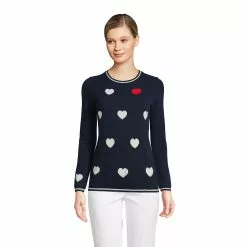 Lands' End Women's Cashmere Crewneck Sweater - Pattern