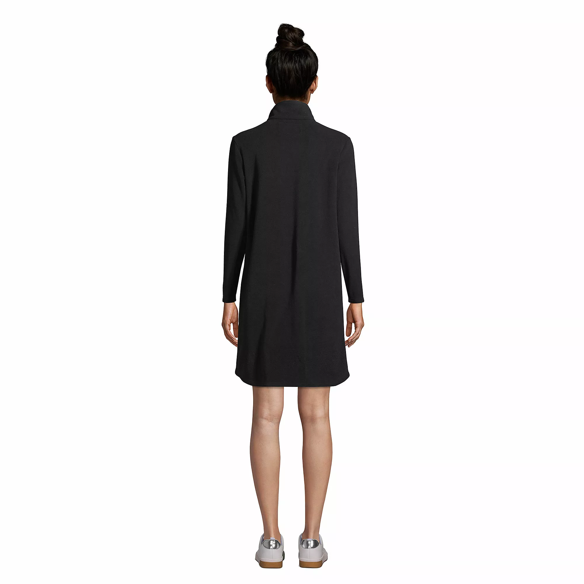 Lands' End Women's Long Sleeve Fleece Quarter Zip Dress - Image 3