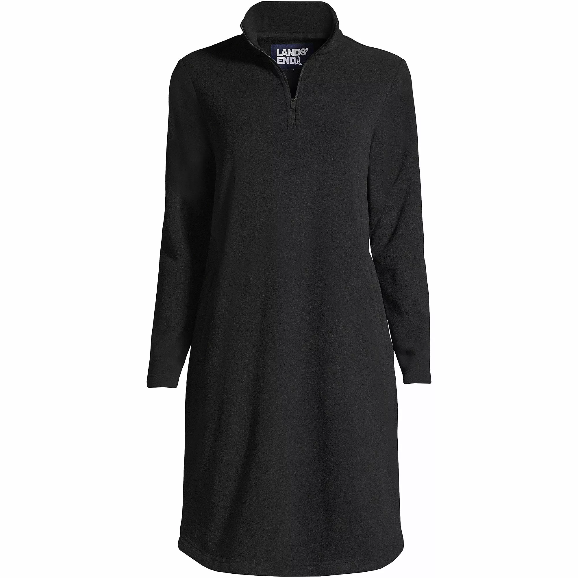 Lands' End Women's Long Sleeve Fleece Quarter Zip Dress - Image 2