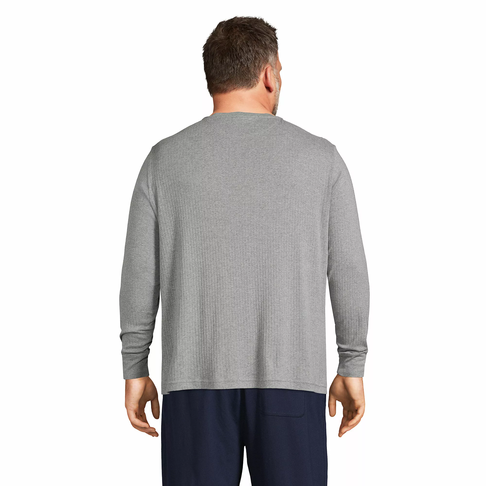 Lands' End Men's Big And Tall Knit Rib Pajama Henley - Image 2