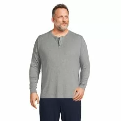 Lands' End Men's Big And Tall Knit Rib Pajama Henley