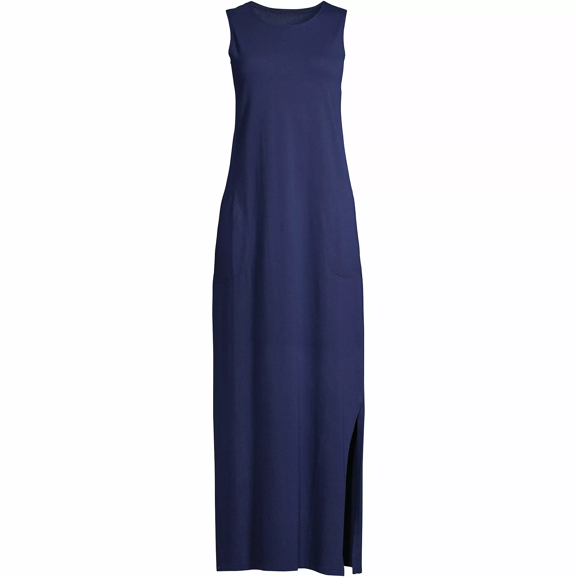 Lands' End Women's Plus Size Cotton Jersey Sleeveless Swim Cover-up Maxi Dress - Image 2
