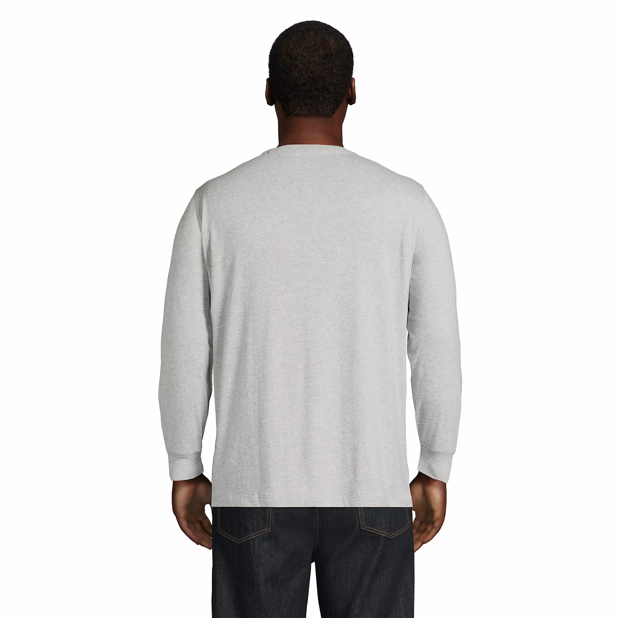 Lands' End Men's Big And Tall Super-T Long Sleeve T-Shirt With Pocket - Image 2
