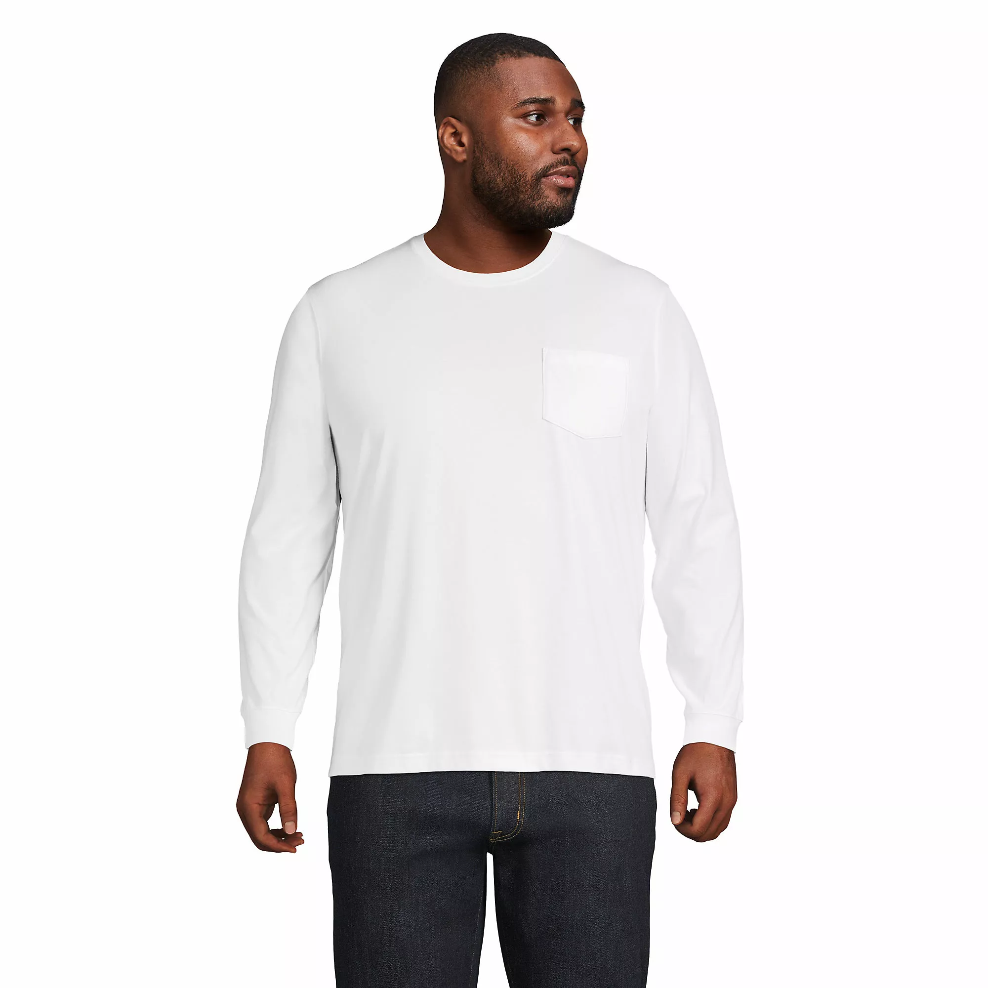 Lands' End Men's Big And Tall Super-T Long Sleeve T-Shirt With Pocket