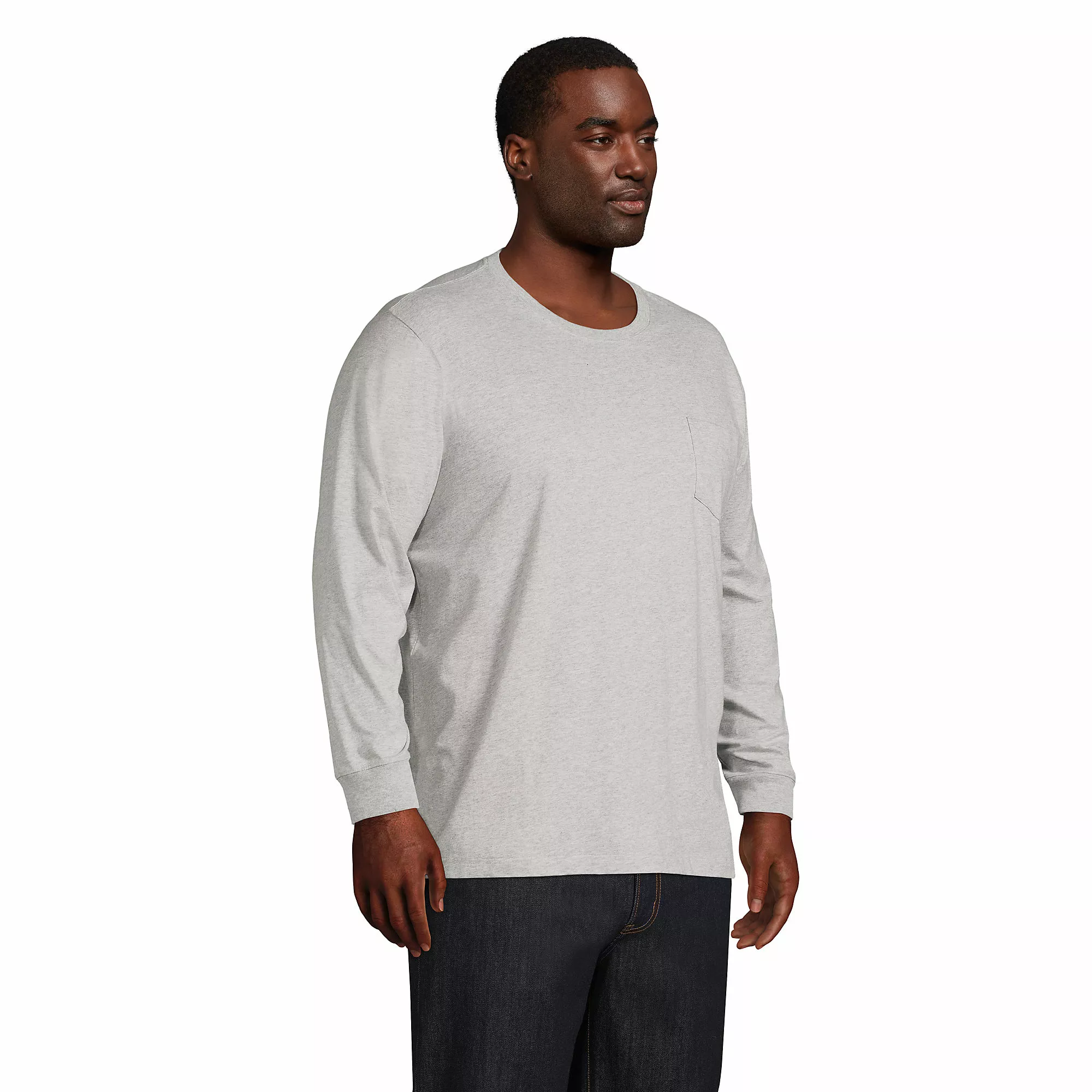 Lands' End Men's Big And Tall Super-T Long Sleeve T-Shirt With Pocket - Image 3