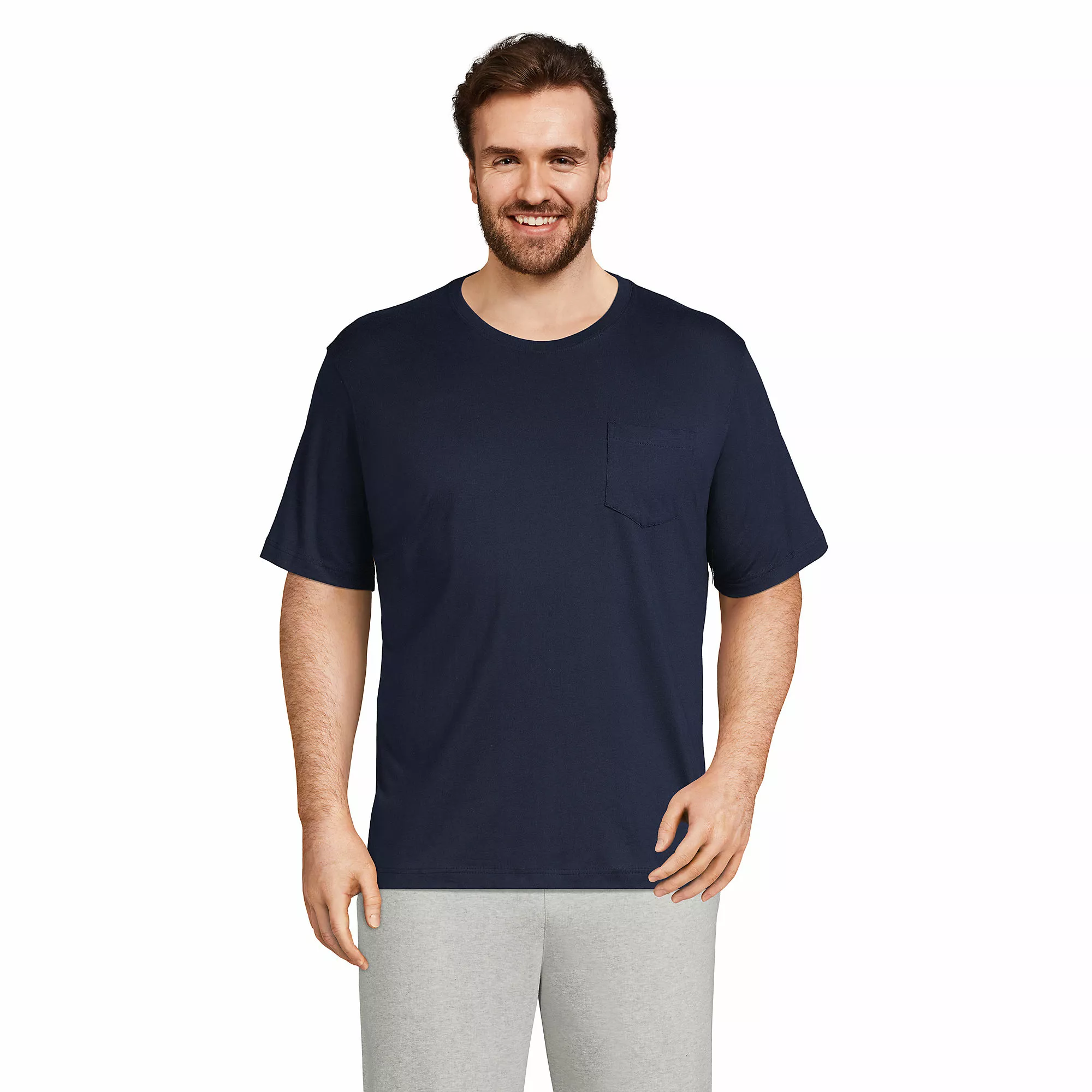 Lands' End Men's Big And Tall Super-T Short Sleeve T-Shirt With Pocket