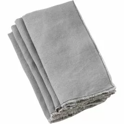 Saro Lifestyle Stone Washed Fringed Linen Dinner Napkins - Set Of 4