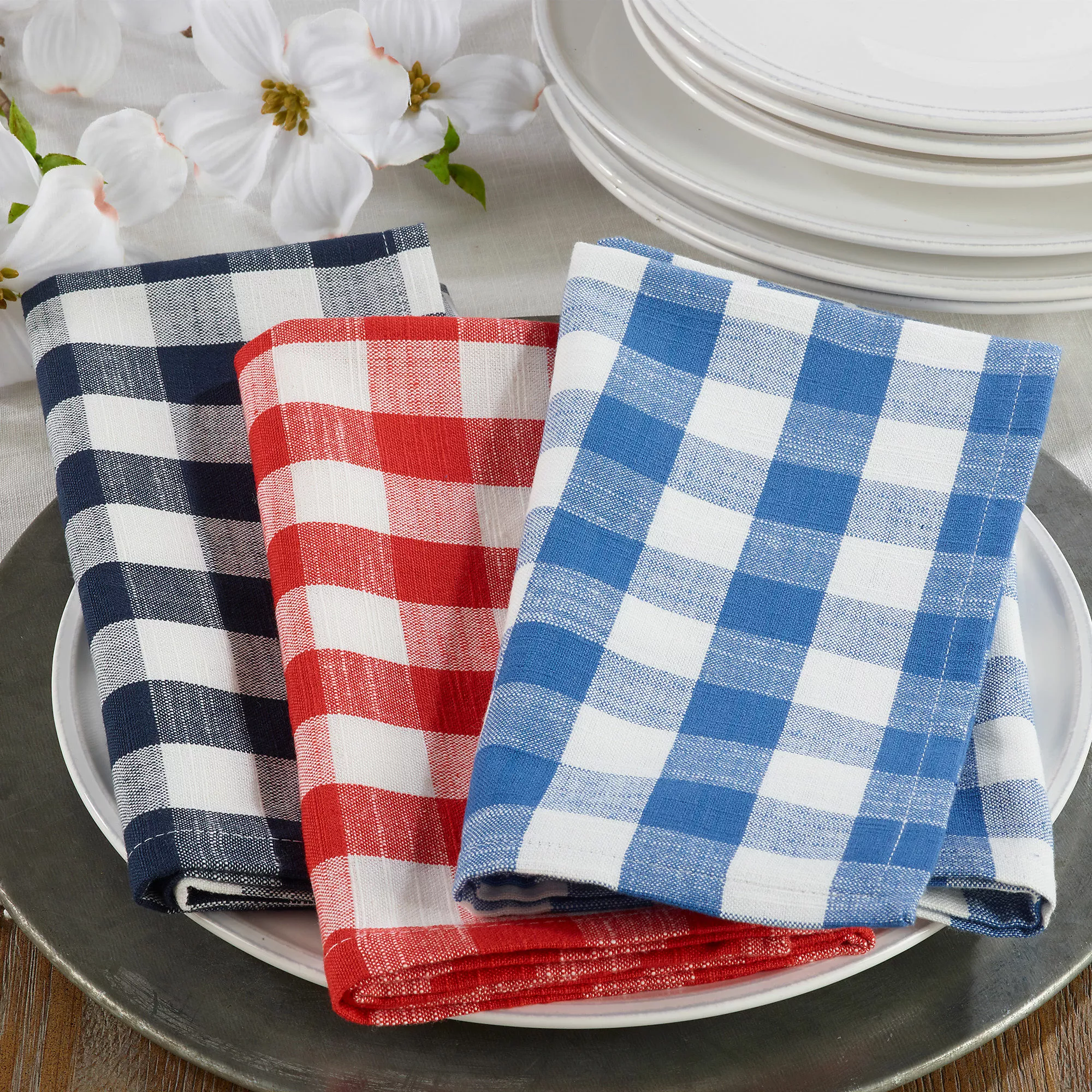Saro Lifestyle Gingham Cotton Dinner Napkins - Set Of 4 - Image 3